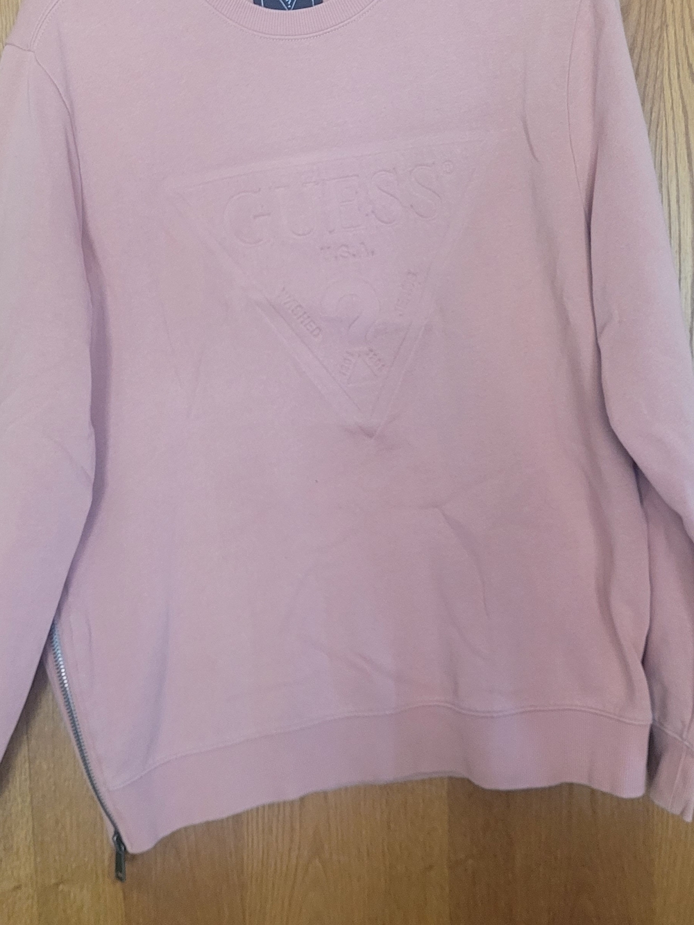 GUESS Embossed Triangle Logo Sweatshirt - Blush Pink